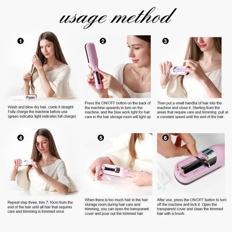 Electric hair clipper, dual-use for care and styling, portable dual function design, easy to handle split hair ends. Ideal beaut