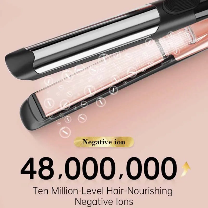 2-in-1 Iron Hair Straightener LED Display Electric Ceramic Plate Car Salon Use Featuring Negative Ion Technology Flat Iron
